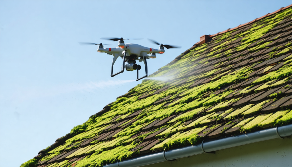 découvrez comment les drones transforment le démoussage de toiture en offrant un nettoyage sécurisé, rapide et efficace, tout en préservant l'intégrité de votre toit.